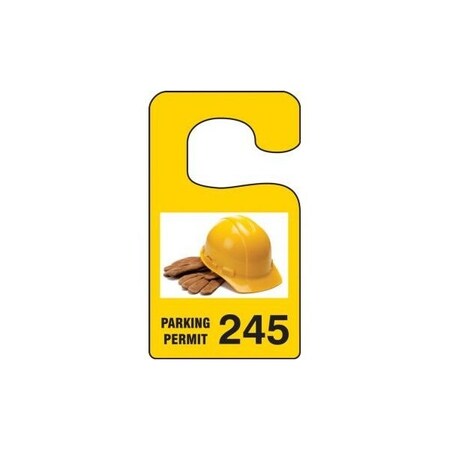 Accuform Parking Permit Tag, PPE Image PARKING PERMIT Numbered 300-399, Maroon, 3in x 2.75in, 100PK TNT940MRD